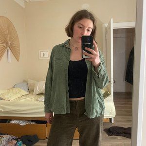 Green courderoy Button Down. Lee's size medium